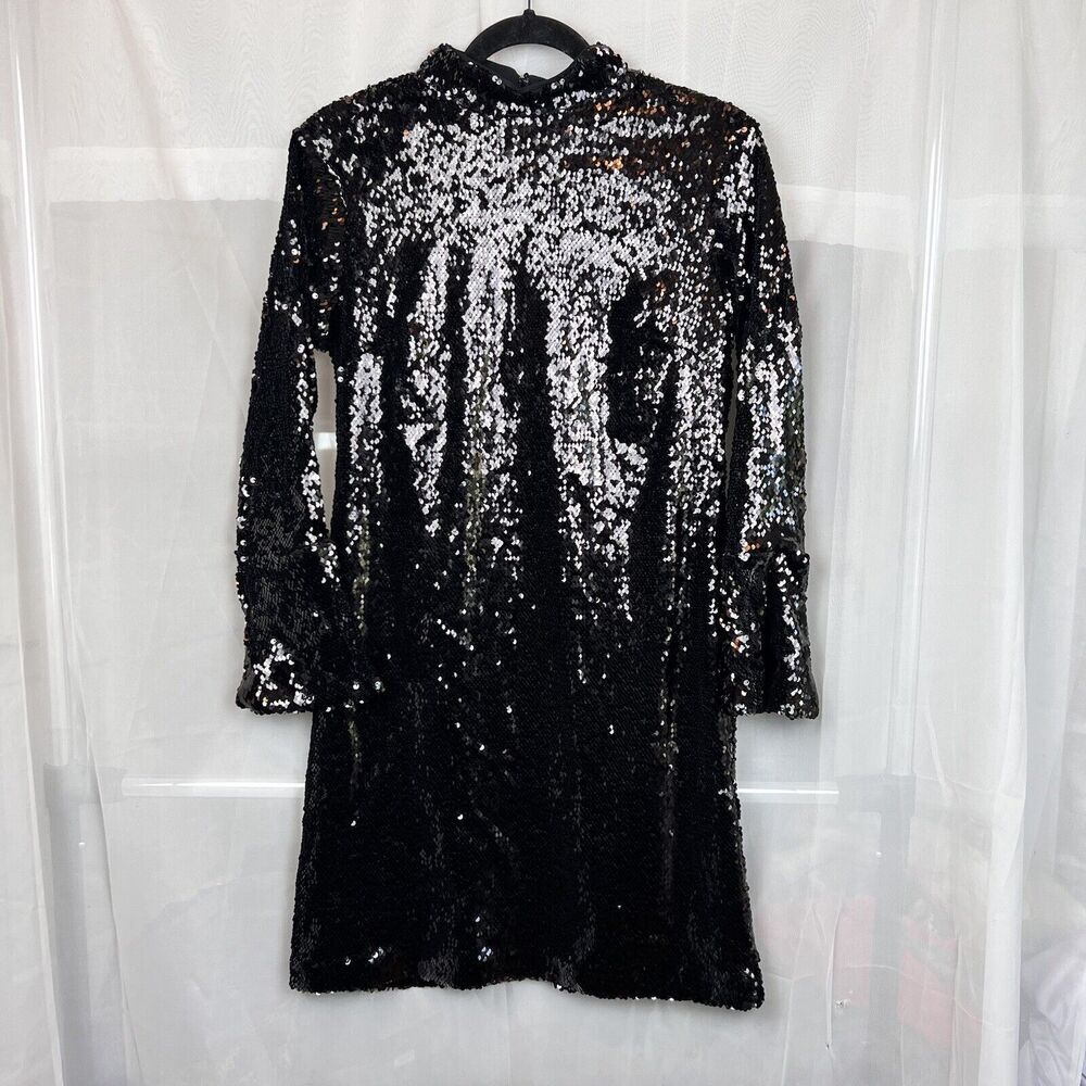 Ann Taylor Sequin mini dress high neck keyhole formal party new years sz 4